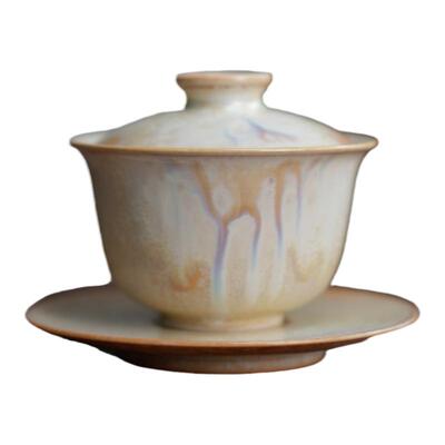 女王贝三才盖碗纯手工窑变釉茶具
