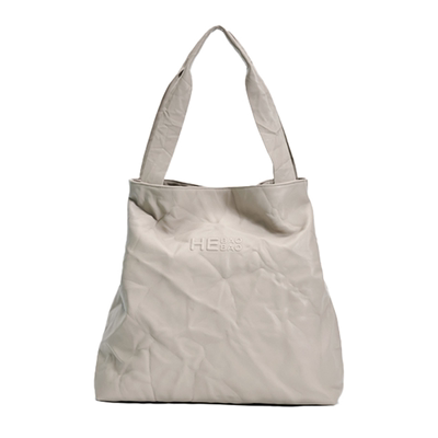 HEBAOBAO原创褶皱牛皮新款大容量托特通勤百搭单肩女包可放电脑