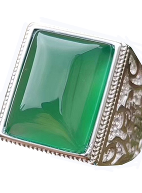 天然玉髓镀银戒指