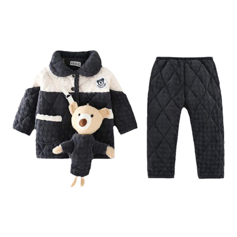 加厚牛奶绒冬季保暖家居服送小熊