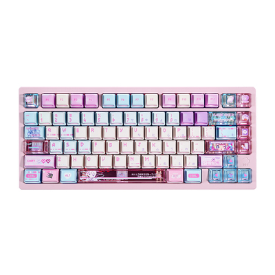 泰坦国度主播女孩键帽超天酱pbt热升华粉色核动力侧透适配wooting