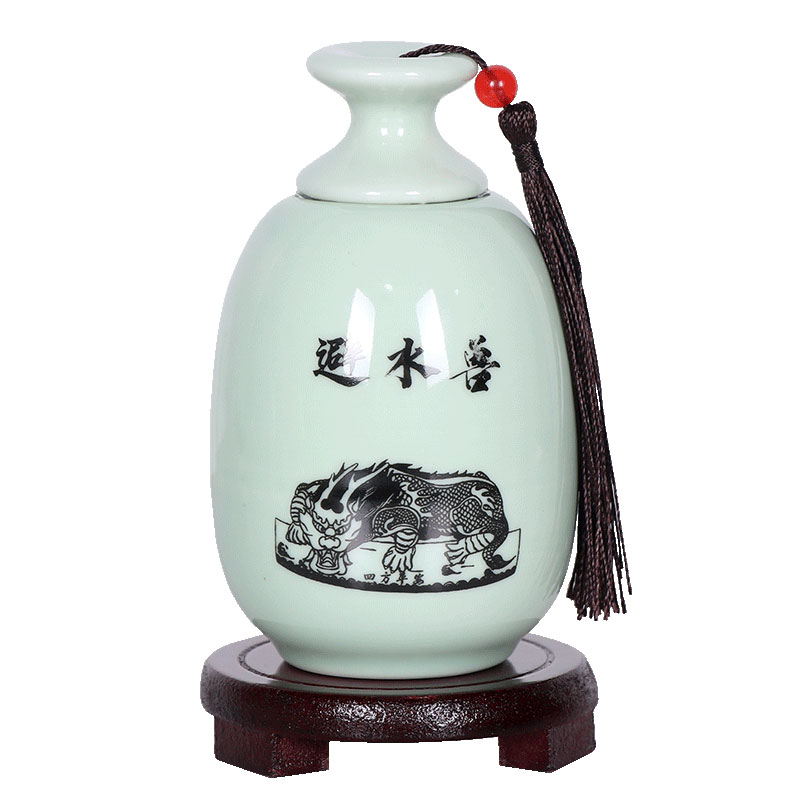 避水兽瓶摆件荷花鲤鱼图厕所在西北角化解卫生间门对门陶瓷葫芦瓶