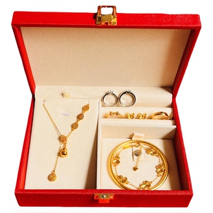 结婚首饰专用仿真三金饰品摆台婚庆订婚宴假五金招财福禄连连套装