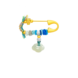 九畴 福蛇玉佩别针足金999黄金宝宝压惊胸针满月礼物婴儿本命年