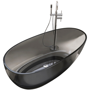 果敢透明浴缸椭圆形人造石彩色树脂浴缸家用酒店民宿一体浴缸T49