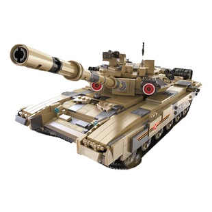 cada咔搭积木T90主战坦克模型拼装儿童电动遥控玩具生日礼物车模
