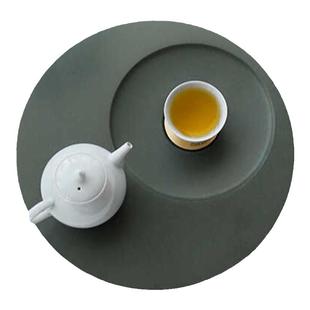 乌金石茶盘干泡台天罗绿茶台办公室小型家用干湿分离定制圆茶台