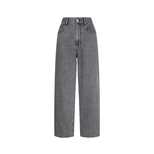 LESS春复古全棉直筒简约休闲宽松弯刀通勤牛仔裤女2P1E10940