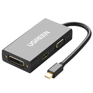 绿联minidp转hdmi/vga/dvi三合一转换器适用于联想苹果笔记本电脑外接显示器投影仪小dp转hdmi迷你雷电扩展坞