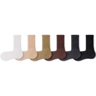 副歌保暖袜子女纯棉中筒袜运动毛巾底秋冬季加厚女士条纹长筒棉袜