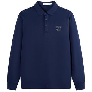 Navigare意大利小帆船休闲时尚翻领长袖T恤男春季新款纯色POLO衫