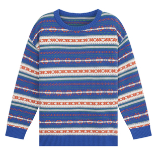 YUZI鱼子文艺复古毛衣撞色提花大码女装秋冬圆领减龄温柔小众上衣