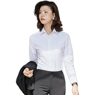 2020新款春秋女长袖韩版宽松衬衣百搭职业工作服女装衬衫短袖正装