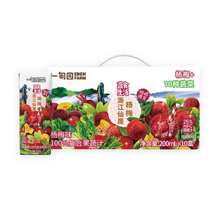 一甸园地域限定浙江仙居杨梅味100%复合果蔬汁200mL*10盒1箱