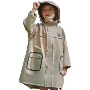 柠檬宝宝小学生雨披户外探索男女大童上学衣带书包位全身儿童雨衣