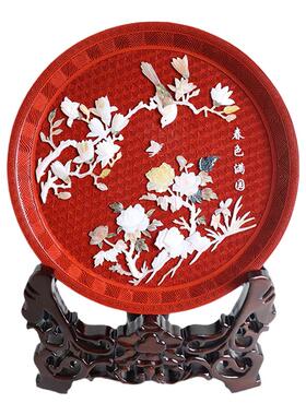 扬州漆器宝螺镶嵌台屏居家装饰品商务礼品