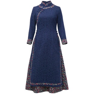 如意风新中式旗袍冬季新款改良年轻款奥黛连衣裙中国风裙子23J287