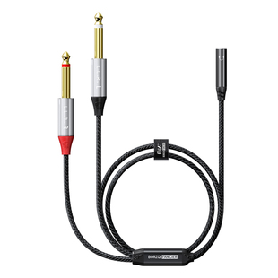 Midiplus声卡音响连接线 迷笛studio-M S 2 pro转换线后置双6.35头立体声接口转3.5耳机母座音频转接音箱线材