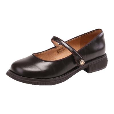 菲伯丽尔牛皮粗跟玛丽珍单鞋