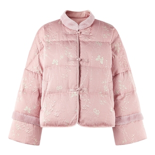 MISSCOCOON可可尼粉色短款外套女2025冬新款国风小个子立领羽绒服