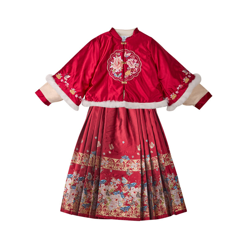 厵yuan新中式拜年服儿童红色
