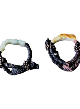 古雅翡翠龙凤麻绳手绳