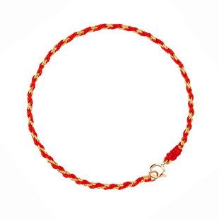 14k金红绳手链女夏编织手绳情侣细款本命年红手绳手工编织绳脚链