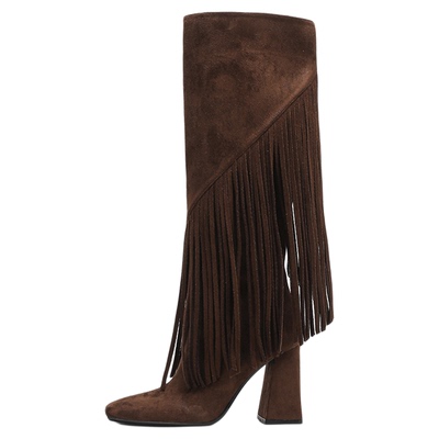 欧美潮流设计流苏法式优雅西部靴