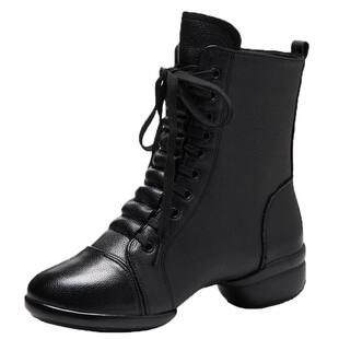 意中飞真皮舞蹈鞋女鞋广场舞鞋子爵士秋冬季跳舞鞋软底水兵舞蹈靴