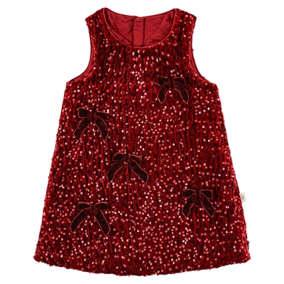 幼悠女童2025冬季新款亮片背心裙厚实保暖公主裙时尚儿童裙过年服