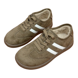 冬季新款时尚洋气德训女鞋加绒加厚保暖休闲棉鞋轻便老北京布鞋