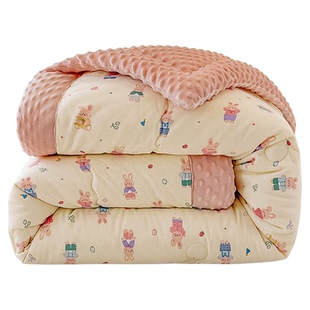 南小槿儿童大豆被新生儿A类纯棉豆豆绒盖毯婴儿午睡被子四季通用