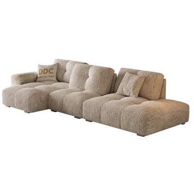 DDC现代奶油风雪尼尔像素模块可拆洗贵妃客厅可调节靠背布艺沙发