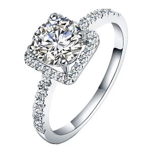 唐奢925纯银D色一克拉莫桑石钻戒仿真钻石求订结婚戒指女小众设计