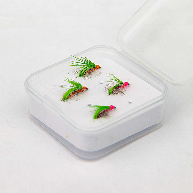 小柒家绿摇蚊飞蝇钩溪流马口鳟鱼翘嘴飞钓蓑羽毛钩微物路亚假饵