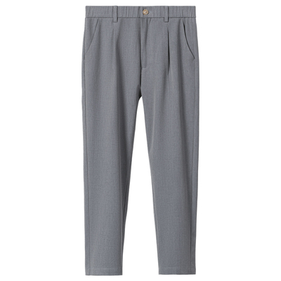 春秋季男士商务休闲裤松紧腰直筒长裤轻奢绅士风垂坠感通勤九分裤