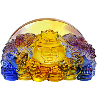 开店送礼办公室名片座开业礼品办公桌商务实用琉璃金蟾招财旺事业