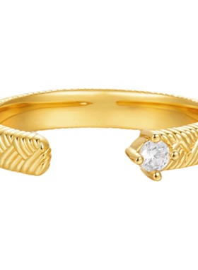 sunshifen Rainforest系列编织感锆石开口戒精致百搭送女友礼物