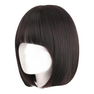 假发女短发全头套自然仿真人发新款减龄锁骨整顶时尚波波头假发套