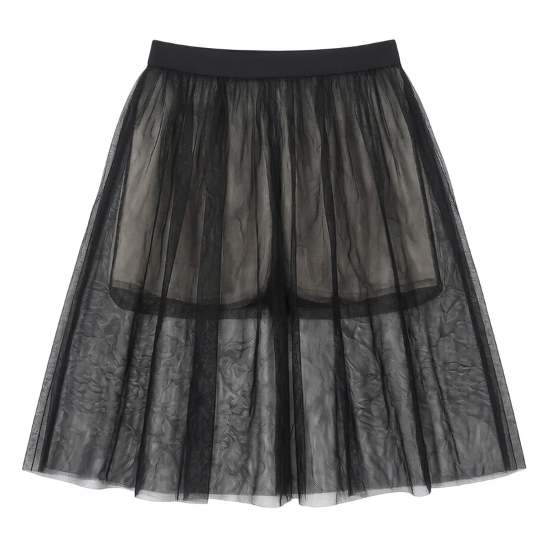 夏季网纱半身裙女士日常A字裙高腰显瘦百搭少女纱网裙沙滩雪纺裙