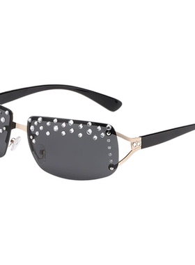 欧美风高级感复古辣妹镶钻太阳镜