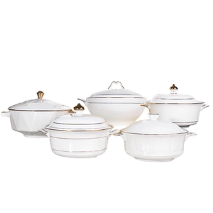 骨瓷金边双耳大汤盆带盖大号高级感家用餐具煲汤防烫汤碗品锅汤盆