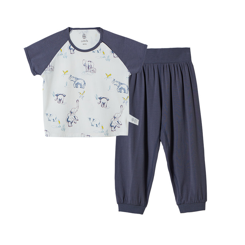 cutelife休闲夏季儿童短袖家居服