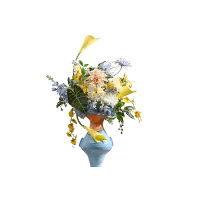 现代艺术彩釉陶瓷仿真花装饰摆件