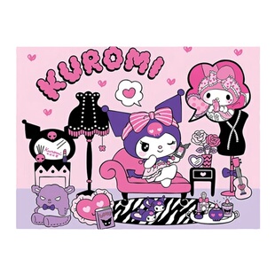 库洛米女孩生日背景墙幕布美乐蒂三丽欧派对装饰海报气球布置迎宾