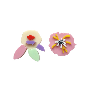 十六巷《马蒂斯花》原创设计油画感抽象艺术花朵亚克力纯银耳钉女