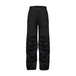 viavitsoe美式解构设计感工装裤复古结构褶皱直筒垂感裤子