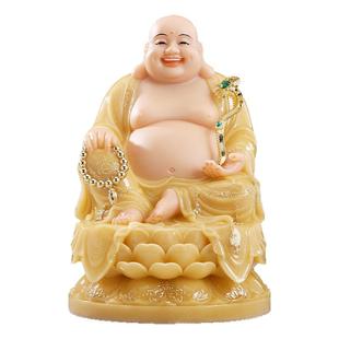 汉白玉石雕弥勒佛佛像家用供奉大肚笑佛开心佛菩萨雕像客厅摆件