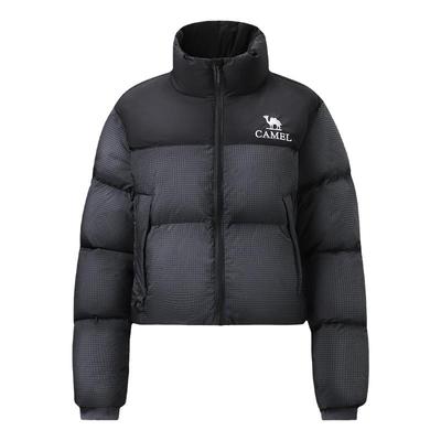 骆驼女装短款粉色羽绒服立领