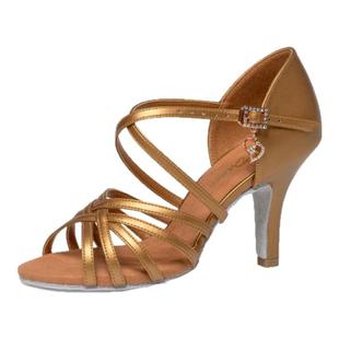 LOVEDANCE舞鞋成人女中高跟室内软底比赛练习棕油色系拉丁舞鞋